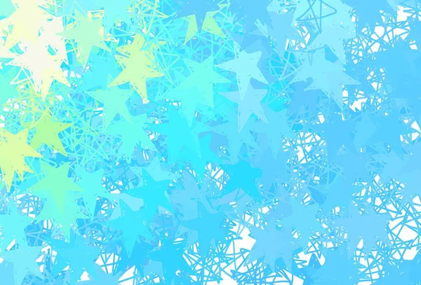 Hellblaues Grünes Vektormuster Mit Weihnachtssternen Leuchtend Farbige Illustration Mit Sternen — Stockvektor