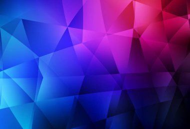 Koyu mavi, kırmızı vektör üçgen arkaplan. Gradyanı olan zarif parlak çokgen çizimi. Web siteniz için yeni bir doku.