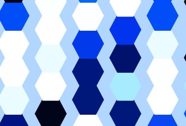 Açık mavi, altıgen şekilli yeşil vektör düzeni. Bulanık arkaplanda renkli altıgenler. Reklamlar, broşürler için desen.