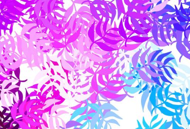 Açık Pembe, yapraklı Mavi vektör soyut tasarımı. Parlak renkli çizimler ve karalama tarzında yapraklar. İşiniz için en iyi tasarım..