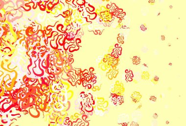 Açık kırmızı, soyut şekilli sarı vektör arkaplan. Modern tarzda değişen renkli kaotik formlar. İşiniz için en iyi akıllı tasarım.