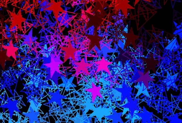 Azul Oscuro Diseño Vectorial Rojo Con Copos Nieve Brillantes Estrellas — Archivo Imágenes Vectoriales