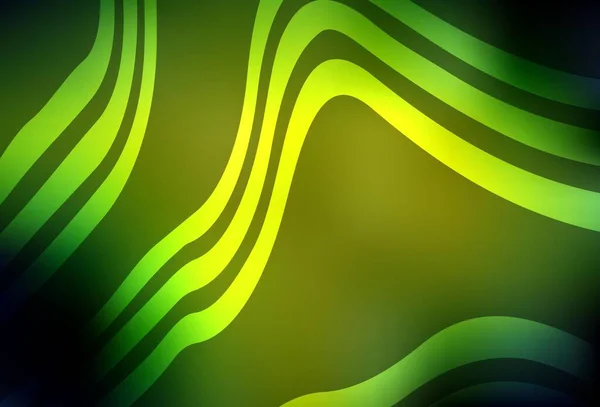 Tmavě Zelená Žluté Vektorové Pozadí Křivými Čárami Obehnaná Abstraktní Ilustrace — Stockový vektor