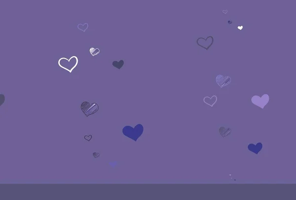 Luz Fondo Vectorial Púrpura Con Corazones Ilustración Brillante Con Corazones — Archivo Imágenes Vectoriales