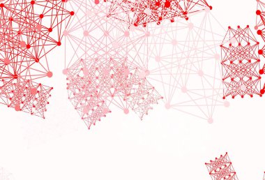 Yapay zeka yapısına sahip açık kırmızı vektör şablonu. Yapay zekanın bağlantı ve noktalarıyla soyut illüstrasyon. Siber yeniliklerin tasviri için tasarım.