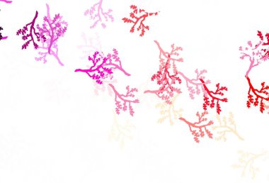 Açık mavi, sarı vektör karalama arkaplanı ve sakura. Beyaz arka planda Hint tarzı dekoratif tasarım. Marka kitabınız için yeni şablon.