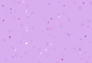 Hafif Mor vektör arkaplanı üçgenler, daireler, küplerle. Renkli daireler, üçgenler, kareler çizilmiş bir resim. Reklamlarınız için akıllı tasarım.