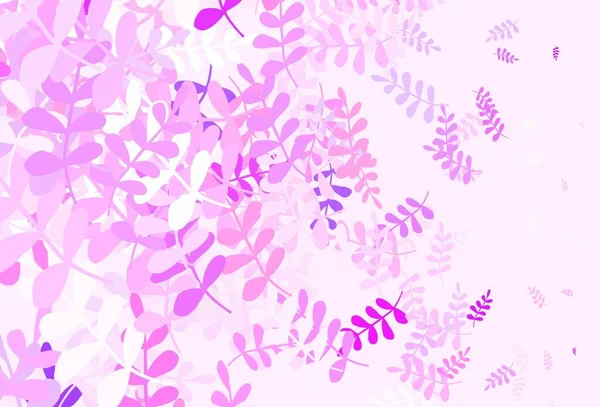 淡紫色 粉红矢量 叶型自然图案 新的彩色插图的涂鸦风格与叶子 彩色书的图案 — 图库矢量图片