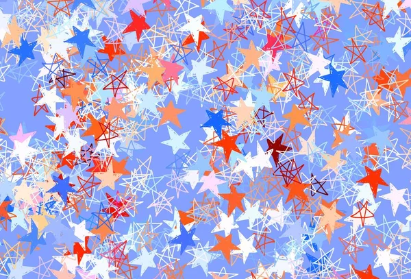 Azul Claro Fondo Vectorial Rojo Con Estrellas Pequeñas Grandes Estrellas — Vector de stock