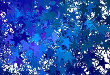 Renkli yıldızlı koyu mavi vektör arkaplan. Bulanık dekoratif dizayn yıldızlı basit bir stilde. Astroloji web siteleri için desen.