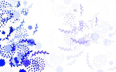 Açık mavi, çiçekli yeşil vektör karalama arkaplanı, güller. Çiçeklerle karalama tarzında renkli çizimler. Duvar kağıdı tasarımınız için yeni bir doku.