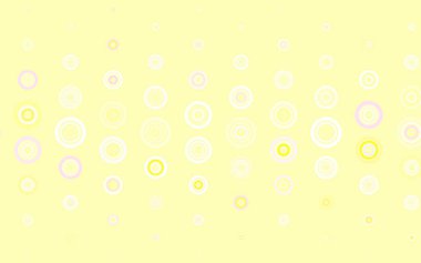 Açık pembe, daire şekilli sarı vektör düzeni. Parlak renkli soyut çemberlerin olduğu bir resim. Fütürist reklamlar ve kitapçıklar için şablon.