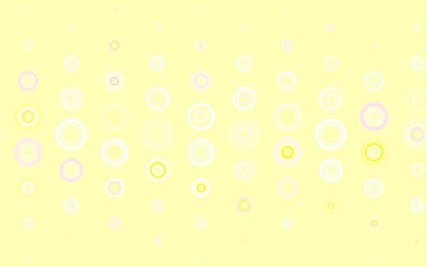 Hellrosa Gelbes Vektorlayout Mit Kreisformen Illustration Mit Einer Reihe Leuchtender — Stockvektor