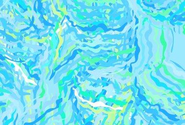 Açık mavi, kıvrımlı çizgileri olan yeşil vektör arkaplan. Eğimli çizgileri olan zarif parlak bir illüstrasyon. Tasarımınız için desen.