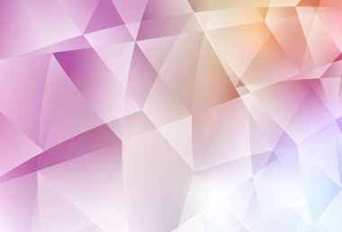 Açık pembe, sarı vektör düşük poli düzeni. Çokgen biçiminde, gradyan ile renkli çizimler. Broşürünüz için yepyeni bir tasarım..