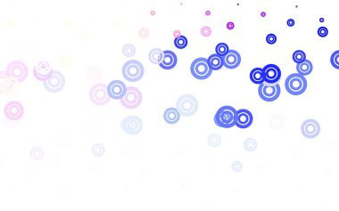 Açık Pembe, daireli mavi vektör şablonu. Doğa tarzında bulanık halkaları olan güzel renkli çizimler. Güzel web siteleri için desen.