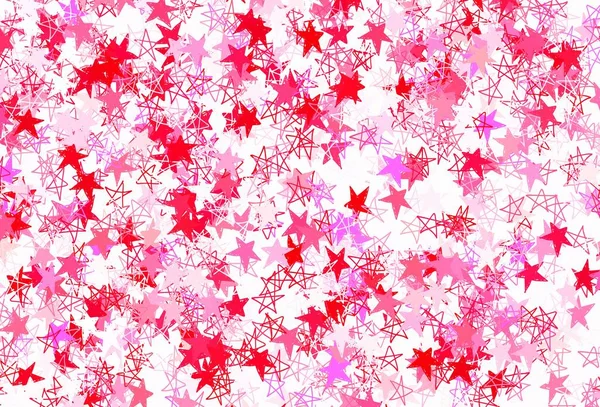 明るい星とライトピンク 赤ベクトルレイアウト グラデーションでぼやけた抽象的な背景の星 未来的な広告 小冊子のパターン — ストックベクタ