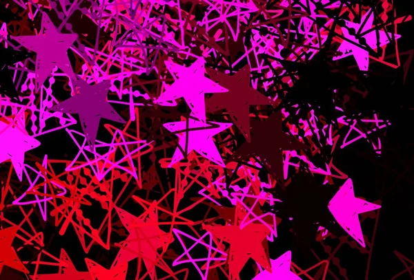 Dark Pink Vector Layout Bright Snowflakes Stars Shining Colorful Illustration — Stock Vector