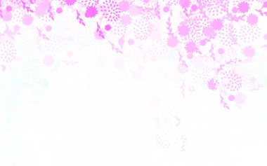 Açık pembe, çiçekli yeşil vektör soyut arkaplan, güller. Çiçekli modern soyut illüstrasyon. İş tasarımınız için yepyeni bir tarz.