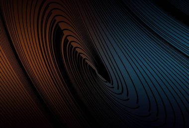 Koyu mavi, bükülmüş çizgileri olan sarı vektör dokusu. Değişken çizgileri olan renkli geometrik örnek. İş tasarımınız için şablon.