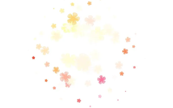 Ljusröd Gul Vektor Klotter Layout Med Blommor Helt Färgad Illustration — Stock vektor