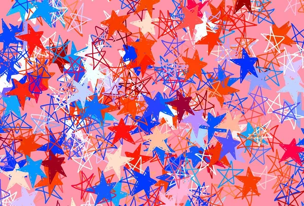 Hellblaue Rote Vektoranordnung Mit Hellen Sternen Dekorative Leuchtende Illustration Mit — Stockvektor