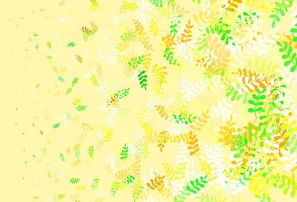 Verde Claro Padrão Abstrato Vetor Amarelo Com Folhas Rabiscos Esboçados — Vetor de Stock