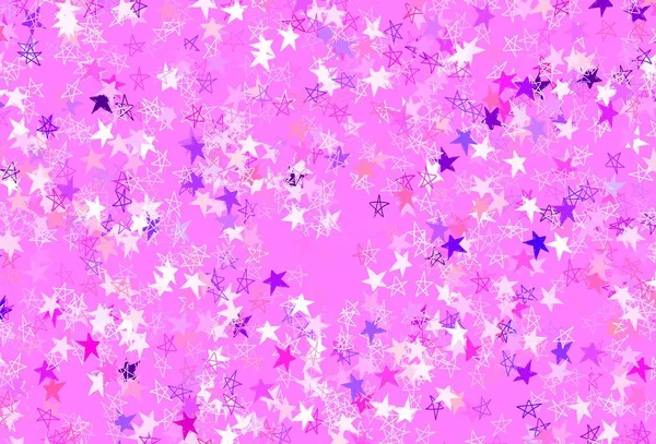Modèle Vectoriel Rose Clair Rouge Avec Étoiles Ciel Étoiles Sur — Image vectorielle