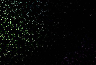 Koyu pembe, yeşil vektör arkaplan, çizgiler, üçgenler. Soyut üçgenli dekoratif tasarım. Broşürler, broşürler için desen