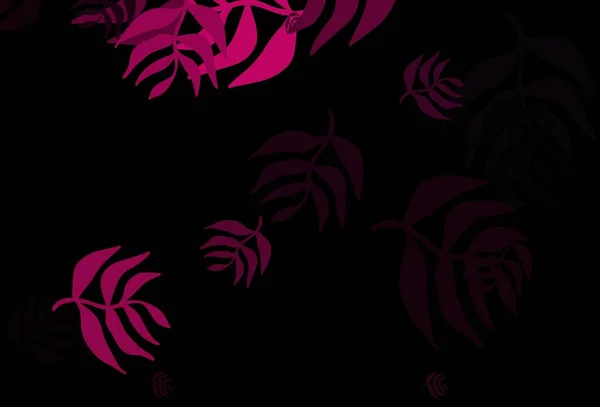 Dark Pink Векторные Каракули Фон Листьями Красочная Абстрактная Иллюстрация Листьями — стоковый вектор