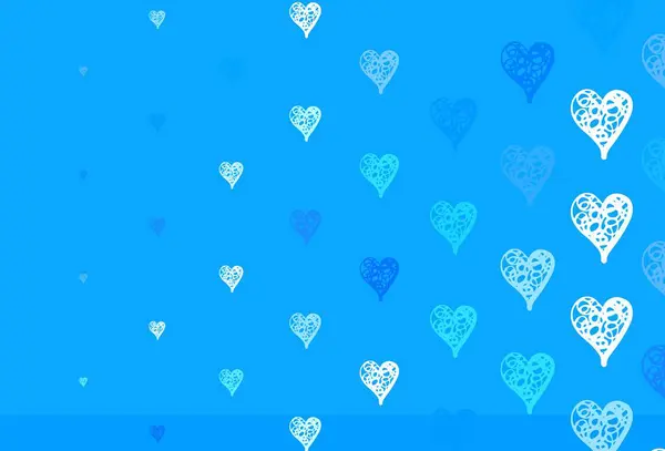 Light Blue Vector Template Doodle Hearts Decorative Design Hearts Simple — Stock Vector