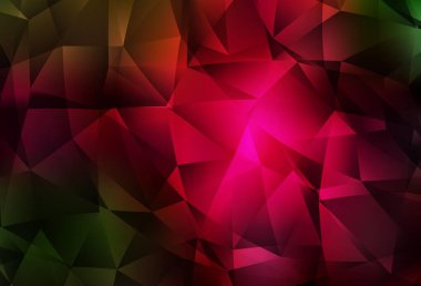 Koyu yeşil, kırmızı vektör üçgen mozaik doku. Çokgen şekilli bir örnek. İşiniz için en iyi üçgen tasarım.