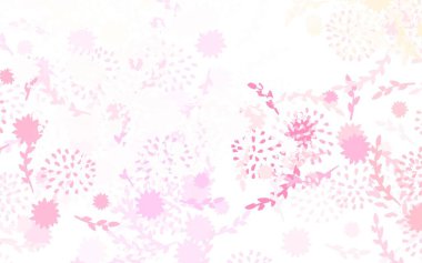 Açık Pembe, sarı vektör karalama deseni çiçekli modern soyut illüstrasyon. Tasarımınız için yeni şablon.