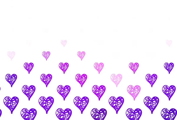 Luz Fondo Vectorial Púrpura Con Corazones Diseño Decorativo Con Corazones — Vector de stock