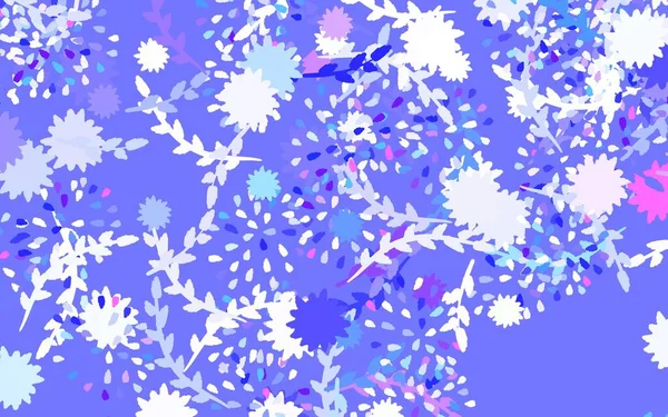 Bleu Clair Fond Vectoriel Rouge Doodle Avec Des Fleurs Illustration — Image vectorielle