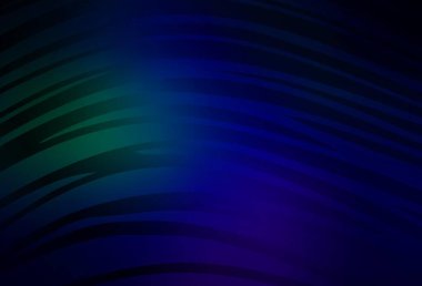 Koyu mavi, kıvrımlı çizgileri olan yeşil vektör arka plan. Eğri şekilli yepyeni renkli bir tasvir. Marka kitabı için şık bir desen.