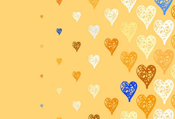 Textura Vectorial Naranja Claro Con Corazones Encantadores Diseño Decorativo Con — Archivo Imágenes Vectoriales