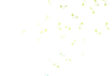 Açık yeşil, çemberli sarı vektör düzeni, çizgiler. Noktalı, soyut şekilli dekoratif tasarım. Duvar kağıtları için şablon.