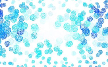 Gül desenli açık mavi vektör çizimi. Çiçeklerle süslenmiş soyut çizimler. Web siteleri ve pankartlar için desenli desen.
