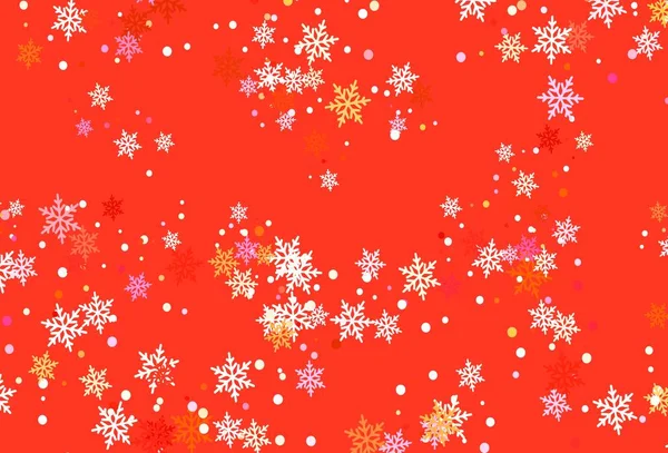 Light Pink Yellow Vector Texture Colored Snowflakes Shining Colorful Illustration — Stock Vector