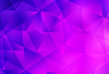 Açık Mor, pembe vektör çokgen arkaplan. Üçgenlerden oluşan parlayan çokgen çizimler. İşiniz için yepyeni bir tasarım..