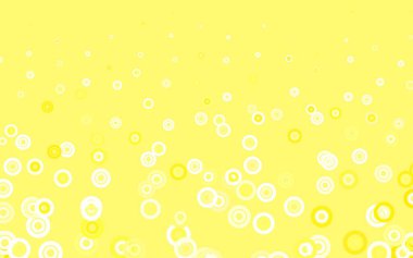 Açık sarı vektör arkaplan ve noktalar. Doğa tarzında bulanık halkaları olan güzel renkli çizimler. Marka kitabınız için yeni şablon.