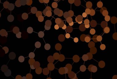 Koyu kahverengi vektör deseni ve yapay zeka ağı. Soyut şablondaki yapay zeka şekilleriyle parlayan illüstrasyon. Siber yeniliklerin tasviri için tasarım.