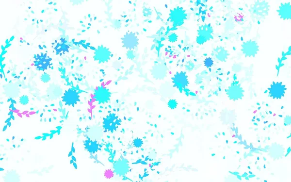 Bleu Clair Motif Vectoriel Vert Doodle Avec Des Fleurs Des — Image vectorielle