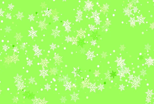 Светло Зеленая Желтая Векторная Текстура Цветными Снежинками Сияющая Красочная Иллюстрация — стоковый вектор