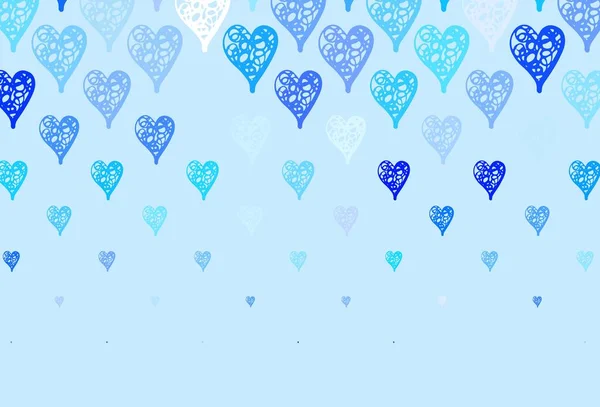 Light Blue Vector Background Hearts Shining Illustration Hearts Abstract Template — Stock Vector