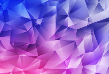 Açık Mor, Pembe vektör düşük polimer arkaplan. Gradyanı olan üçgen geometrik örnek. Cep telefonunun arka planının şablonu.