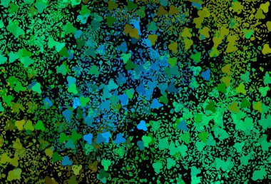 Koyu mavi, Memphis şekilli sarı vektör arkaplan. Soyut tarzda rengarenk gradyan şekilleri olan bir resim. Bir cep telefonu için arka plan.