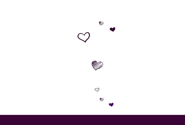 Patrón Vectorial Púrpura Claro Con Corazones Coloridos Ilustración Inteligente Con — Vector de stock