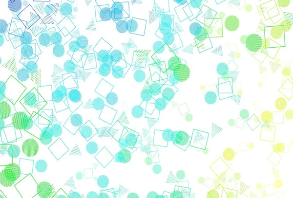 Modèle Vectoriel Bleu Clair Vert Avec Cristaux Cercles Carrés Illustration — Image vectorielle
